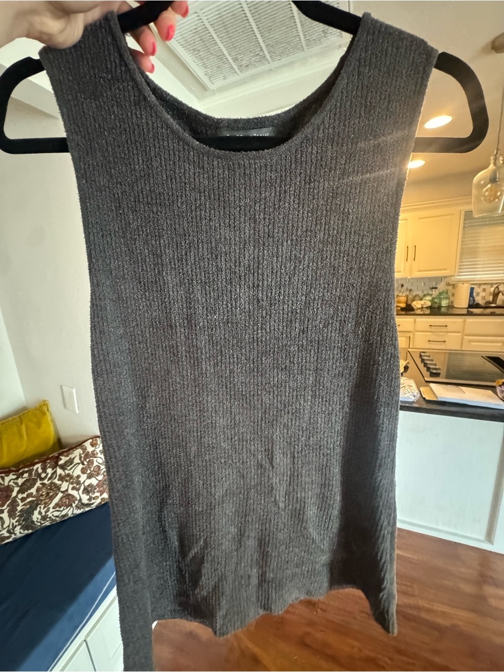 Barefoot Dreams Charcoal Ribbed Tank - Carbon Gray - Picture 6 of 7